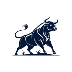 Obraz premium bull silhouette logo vector line art logo design