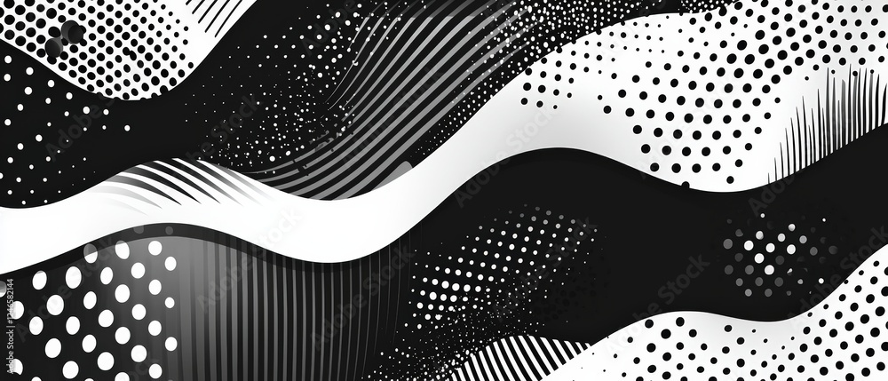 Wall mural modern black and white abstract background featuring dynamic patterns and textures for creative proj