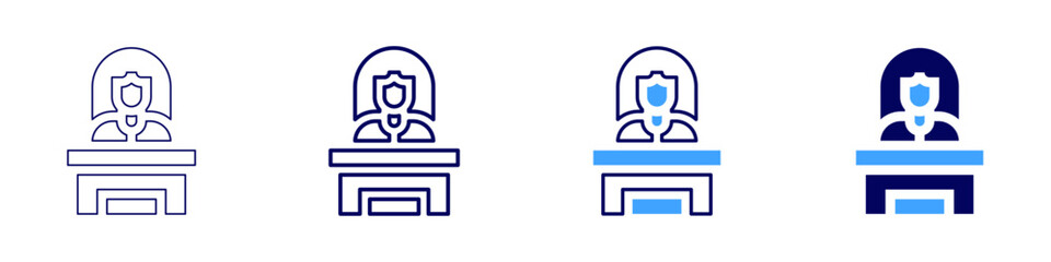 Presentation strategies icon in 4 different styles. Thin Line, Line, Bold Line, Duotone. Duotone style. Editable stroke