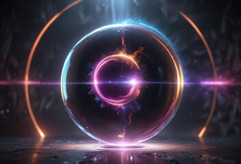 Shimmering, spherical aura surrounding a central point , gentle haze, radiant orb