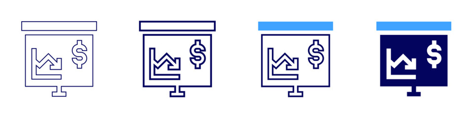 Presentation voice control icon in 4 different styles. Thin Line, Line, Bold Line, Duotone. Duotone style. Editable stroke