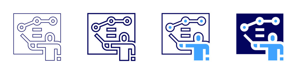 Presentation writing icon in 4 different styles. Thin Line, Line, Bold Line, Duotone. Duotone style. Editable stroke