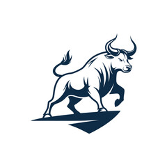 Obraz premium bull silhouette logo vector line art logo design