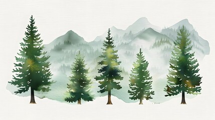 Fototapeta premium Pine Tree Set