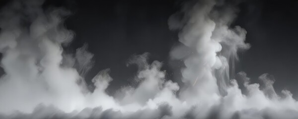 Obraz premium Realistic white fog effect over dark backdrop, mist, soft focus, vapor, climate change