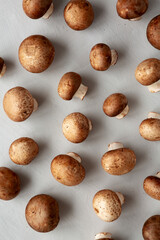 Raw Royal Brown Champignon, top view.