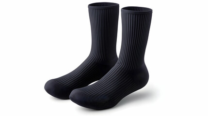 Pair of dark navy blue socks, studio shot, simple, everyday wear, fashion accessory, blank space around