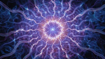 Abstract Glowing Energy Burst Purple Blue Cosmic Radiance