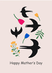 Happy Mother's Day Card. Template for ads, branding, banner, cover, label, poster print