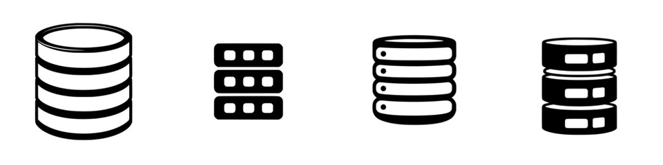 Various database icons representing different structures and formats in modern digital storage solutions