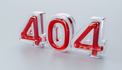 Stylowy napis 404 w przezroczystej i czerwonej formie 3D. © Henryk Guziak