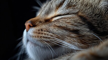 Close-up of a Sleeping Tabby Cat