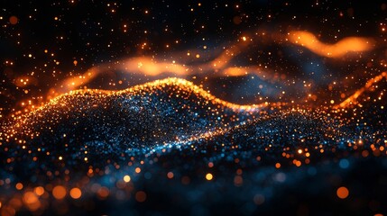 Naklejka premium Cosmic Network of Glowing Nodes Connecting Planets and Stars