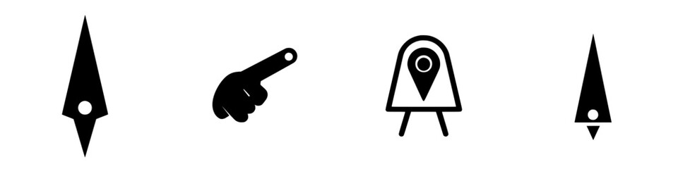 Symbols of navigation and direction represented by icons and graphic elements in a clean layout