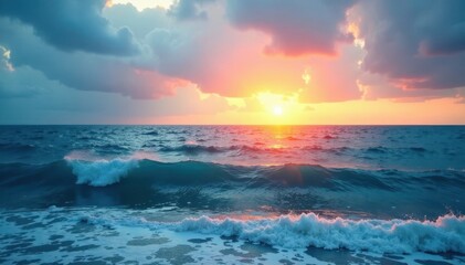 Obraz premium The soothing atmosphere of an endless oceanic expanse, peaceful, calming