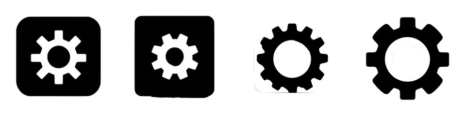 Various gear icons showcasing different styles and sizes for design applications in technology-related contexts