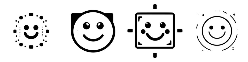 Fototapeta premium Unique collection of smiley face icons with varied designs showcasing creativity and expression in digital art