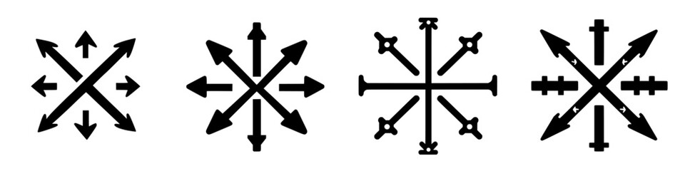 Various directional symbols displayed on a neutral background for graphic design and navigation purposes