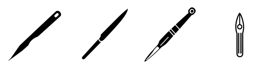Various types of writing instruments displayed in a clean, minimalistic style on a light background