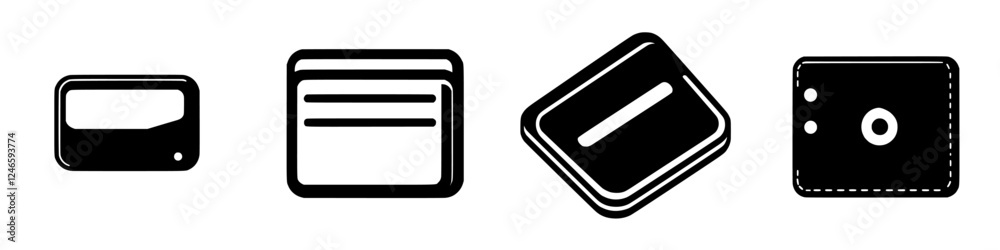 Poster collection of minimalistic black icons representing various types of buttons or controls for user in