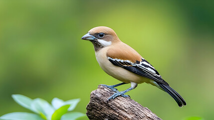 Obraz premium Small bird perched on a branch, out-of-focus green background. Suitable for nature or wildlife