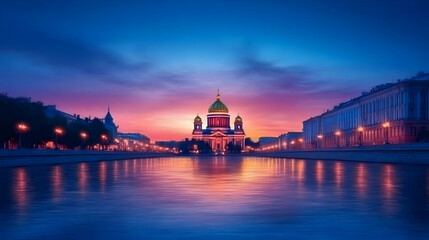 Naklejka premium St. Basil's Cathedral at Dawn, Moscow, Russia; Majestic sunrise over the city. Possible use Travel, tourism, or cityscape image