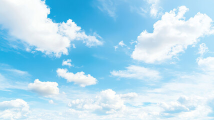 Fototapeta premium Bright blue sky with fluffy white clouds creating serene atmosphere
