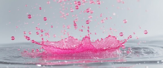 Obraz premium Sparkling Pink Liquid in Splashing Water with Bubble Background.