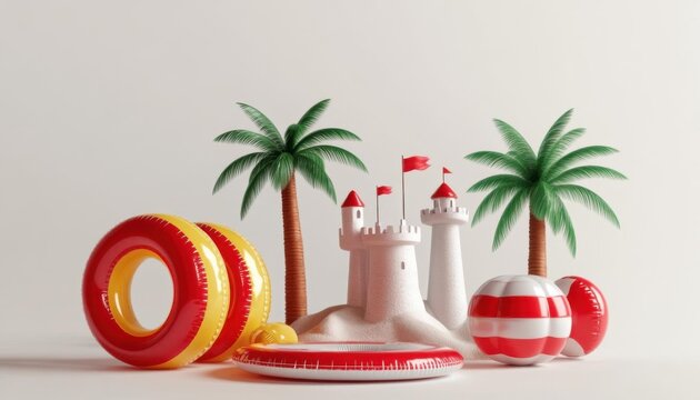 A collection of 3D summer icons