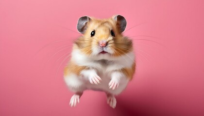 Hamster Mid-Air Jump in a Professional Photo Studio