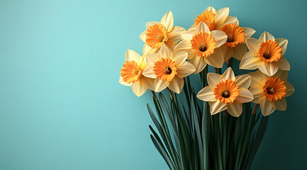 White Daffodils with Vibrant Orange Centers in Natural Setting