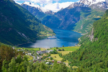A cruise ship in Geirangerfjord, Norway