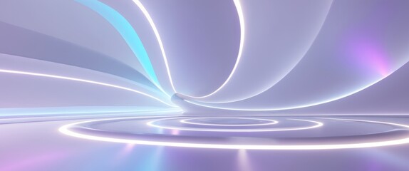 Glowing Concentric Circles Futuristic Technology Background Abstract Digital Art