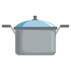 Gray pot with a blue lid suitable for kitchen or food content, cooking blogs, recipe books, restaurant menus, and culinary articles.