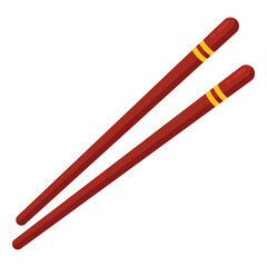 Pair of red chopsticks with gold bands ideal for Asian cuisine restaurant menu or promotional materials in elegant, upscale settings.