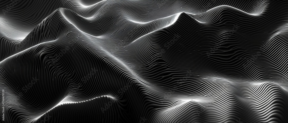 Sticker abstract black and white background with flowing topographical lines and patterns for creative desig