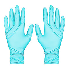 Fototapeta premium A pair of light blue gloves with a smooth texture, designed for protection and hygiene.