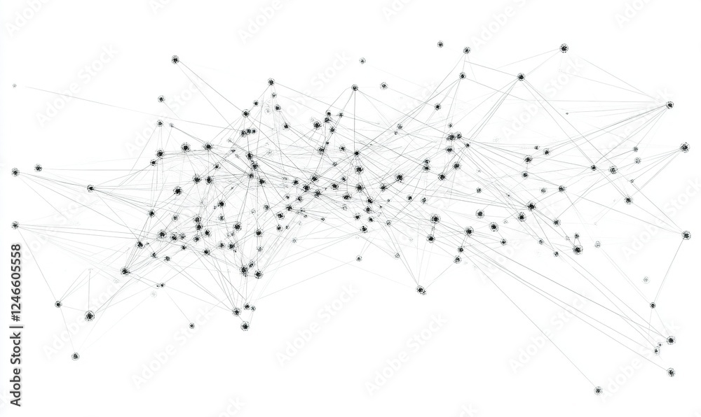 Wall mural abstract network connection on white background for tech, science, or data visualization