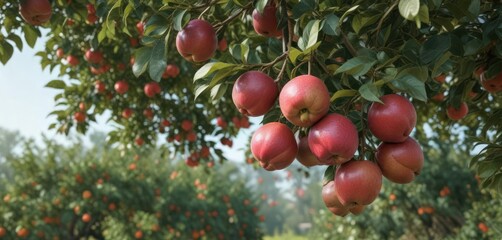 Ripe rose apples on the tree ready for picking, botanical, ready to harvest, tropical fruits, ripe