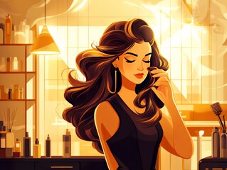 Beauty transformation salon digital art cozy environment close-up view self-care concept