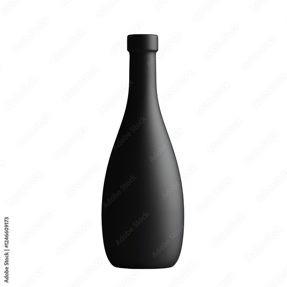 Poster The image shows a sleek black bottle on a dark background, creating a minimalist and elegant visual.