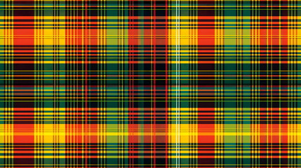 Colorful tartan pattern with green, yellow, red, and black squares and lines overlapping.