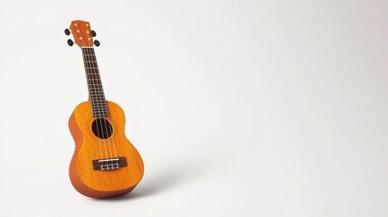 Wooden Ukulele on a Light Background with Soft Shadows and Light