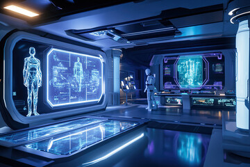 Experience futuristic living with interactive holographic screens in a modern household