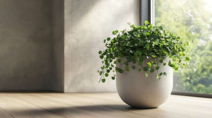 Stunning stylized illustration potted green leafy plant light background fresh sleek elegant artwork