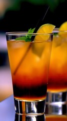 Layered Cocktail With Mint And Lime