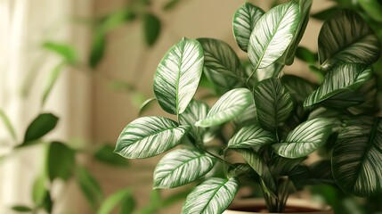 Stylish stylized illustration potted green leafy plant light background sleek trendy contemporary space