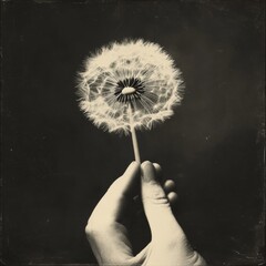 Fototapeta premium Toned, dandelion in hand