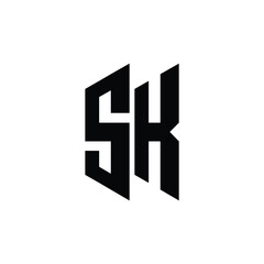 SK monogram logo design letter text name symbol monochrome logotype alphabet character simple logo