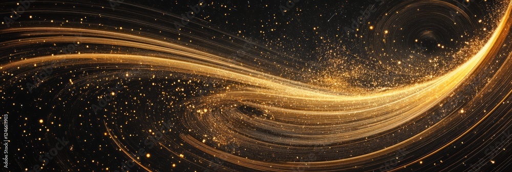 Poster abstract swirling patterns of gold and black create a captivating visual display of light and textur